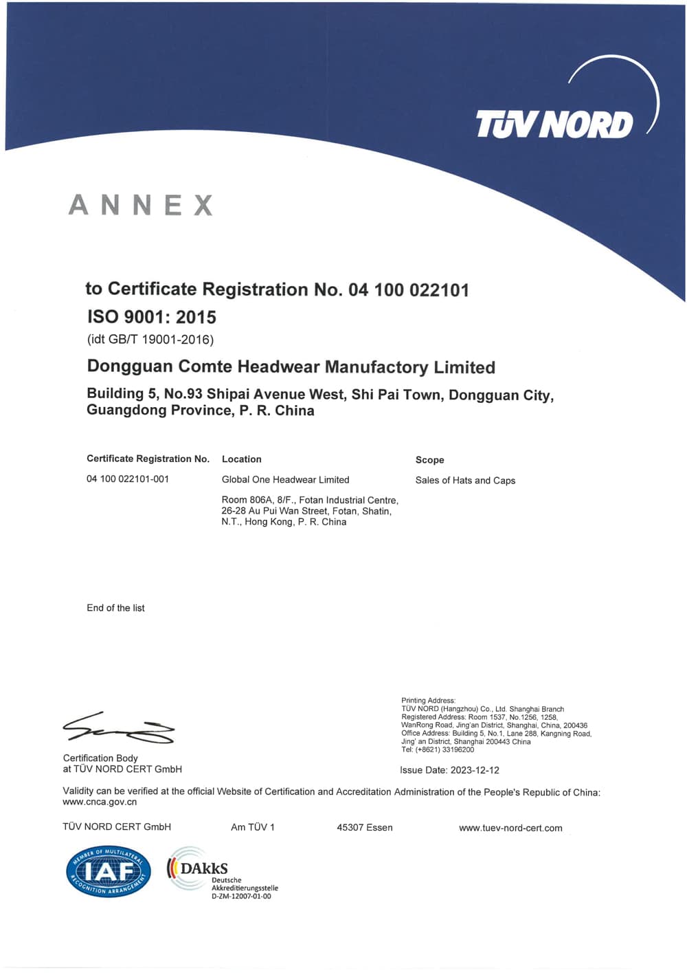ISO 45001 Certificate